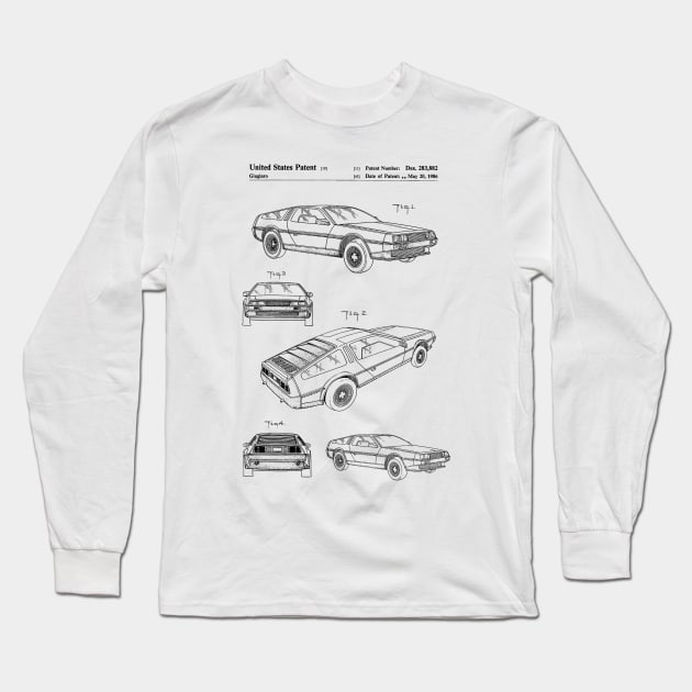 Delorean Patent Long Sleeve T-Shirt by Luve